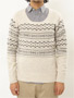 ast Wool Angora Fairisle Crewneck Sweater F108-151: Beige
