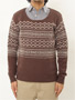 ast Wool Angora Fairisle Crewneck Sweater F108-151: Brown