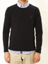 ast Cotton Stretch Long-Sleeve Crewneck Sweater S109-151: Black