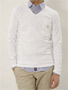 ast Cotton Stretch Long-Sleeve V-neck Sweater S109-152: White