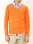 ast Cotton Stretch Long-Sleeve V-neck Sweater S109-152: Orange