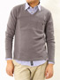 ast Cotton Stretch Long-Sleeve V-neck Sweater S109-152: Grey