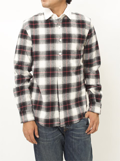Cotton Flannel Shirt 08SS-043L/S: Shadow Plaid White / Black / Red Cotton Flannel Shirt 08SS-043L/S: Shadow Plaid White / Black / Red
