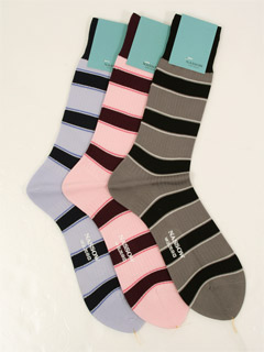 Nassow Rib Stripe Socks: Lavender, Pink, Grey Nassow Rib Stripe Socks: Lavender, Pink, Grey