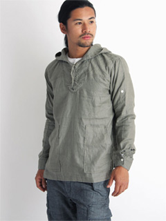 Linen String Pullover Shirt 08SS-047 Khaki Linen String Pullover Shirt 08SS-047 Khaki