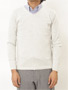 Tabloid News 12-gauge Wool V-neck Sweater: Snow White