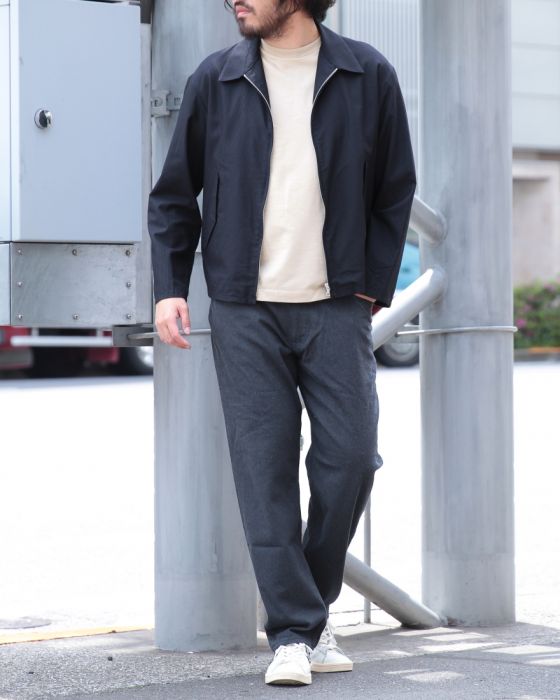 Auralee Silk Seersucker Blouson A7SB02SS: Navy Auralee Silk Seersucker Blouson A7SB02SS: Navy