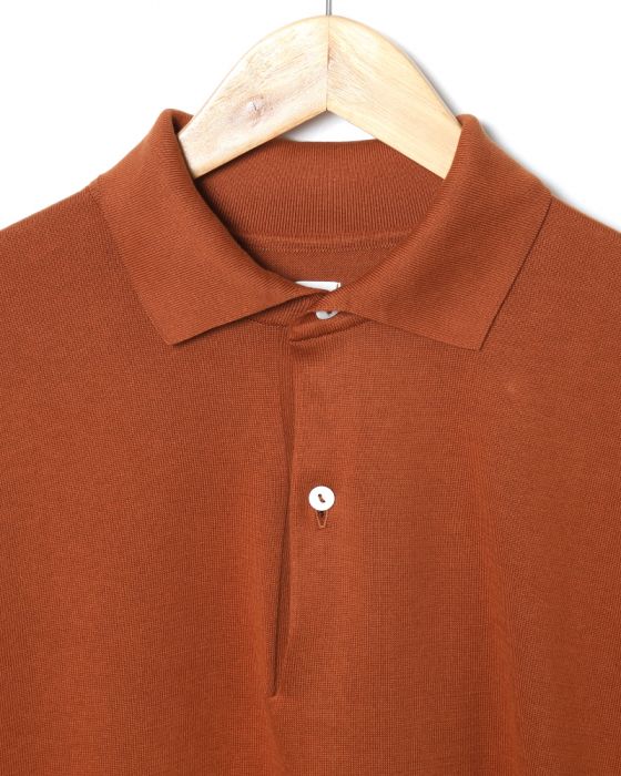 Kaptain Sunshine Knit Polo Collar Shirt KS8SKN04: Orange Brown Kaptain Sunshine Knit Polo Collar Shirt KS8SKN04: Orange Brown