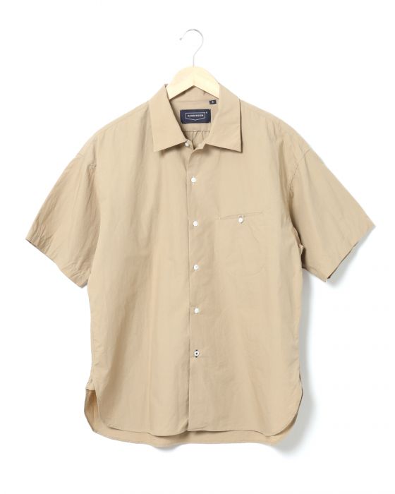 Hand Room Open Collar Short Sleeve Shirt 8081-1601: Beige Hand Room Open Collar Short Sleeve Shirt 8081-1601: Beige