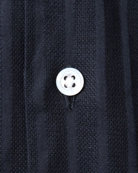 Hand Room Open Collar Shirt Dobby Stripe 8071-1602: Navy Hand Room Open Collar Shirt Dobby Stripe 8071-1602: Navy