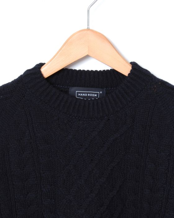 Hand Room Fisherman Sweater 8074-1302: Navy Hand Room Fisherman Sweater 8074-1302: Navy