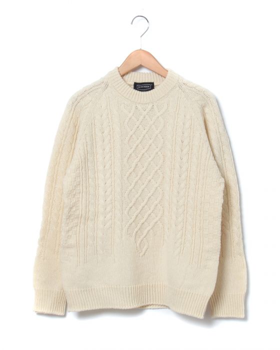 Hand Room Fisherman Sweater 8074-1302: White Hand Room Fisherman Sweater 8074-1302: White