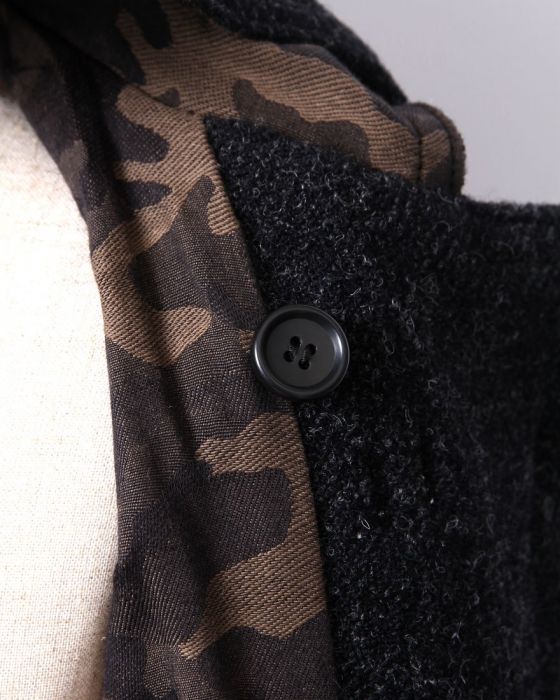 2-way Stretch Herringbone Duffle Coat 31-40-9255: Charcoal 2-way Stretch Herringbone Duffle Coat 31-40-9255: Charcoal
