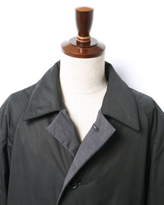 Fiber Down Balmacaan Coat 31-40-9258: Black Fiber Down Balmacaan Coat 31-40-9258: Black