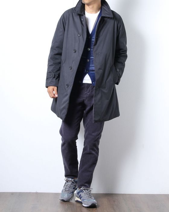Fiber Down Balmacaan Coat 31-40-9258: Black Fiber Down Balmacaan Coat 31-40-9258: Black