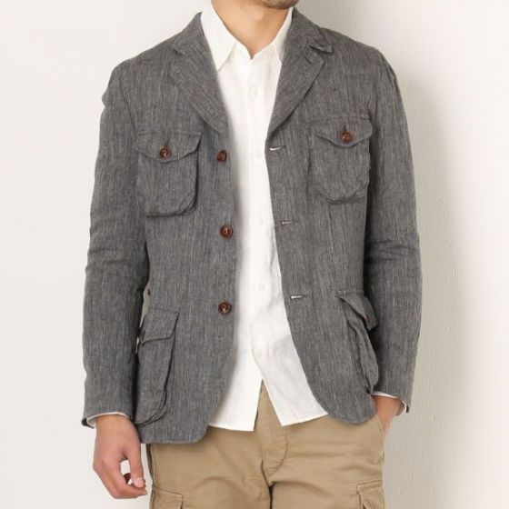 Bibury Court Linen 3-button Jacket 14-BA-04: Grey Bibury Court Linen 3-button Jacket 14-BA-04: Grey