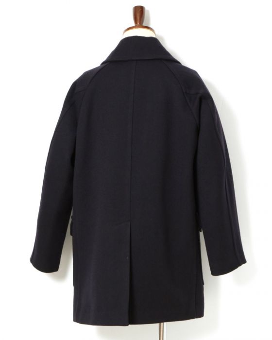 Comoli Cavalier Melton Double Breasted Coat 15F-04005: Navy Comoli Cavalier Melton Double Breasted Coat 15F-04005: Navy
