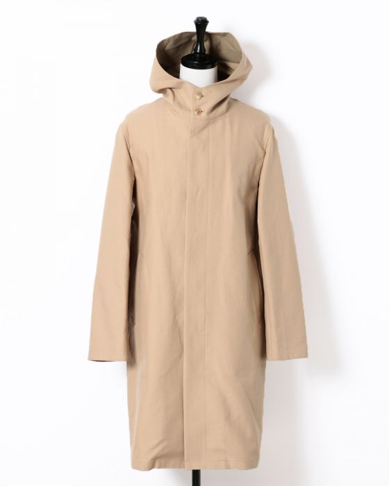 Auralee Finx Double Cloth Hooded Coat A6SC01FD: Beige / Olive Auralee Finx Double Cloth Hooded Coat A6SC01FD: Beige / Olive