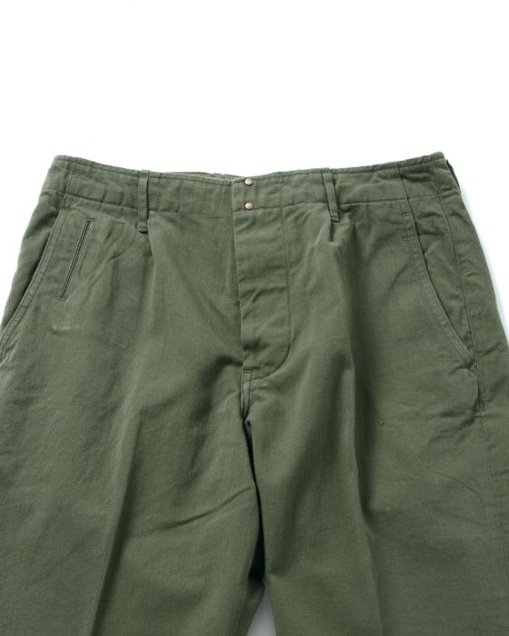 Hand Room One Pleat Backstrap Pants 8061-1404: Olive Hand Room One Pleat Backstrap Pants 8061-1404: Olive