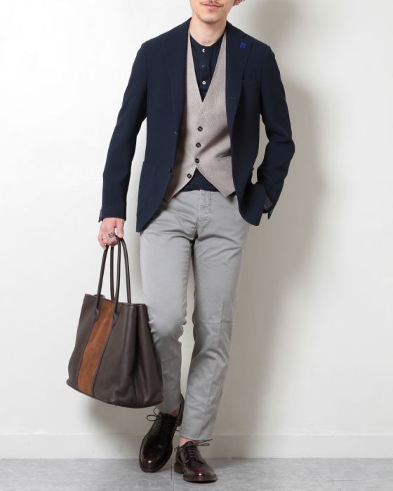 LARDINI（ラルディーニ） ホップサックネイビー　シングル3Bジャケット【スーパーソフト】