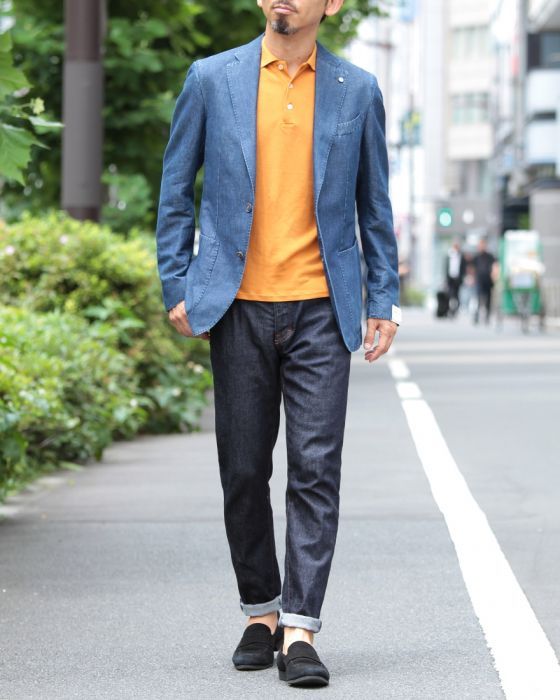 L.B.M.1911（エルビーエム1911） ガーメントダイ ライトウェイトコットンリネンデニム シングル2Bジャケット【L.B.M.Jack Slimフィット】