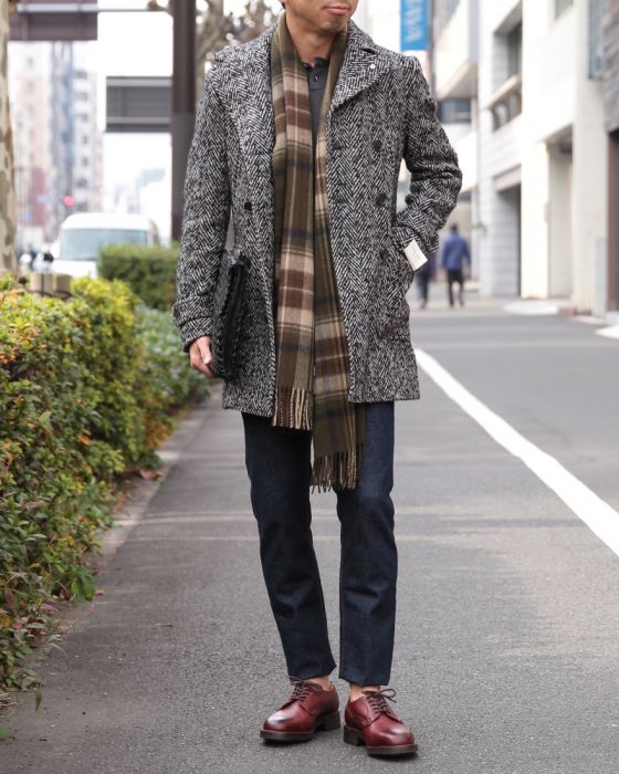 L.B.M.1911（エルビーエム1911） バックシャン付きへリンボーンカーコート