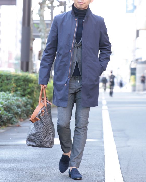 PRIVATE WHITE V.C（プライベートホワイト） ベンタイルステンカラージップ比翼シングルコート【UNITED VENTILE MAC】