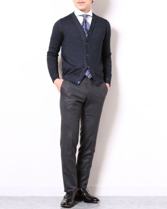 Cruciani（クルチアーニ） 27G＆9G 製品染め ウール太リブカーディガン