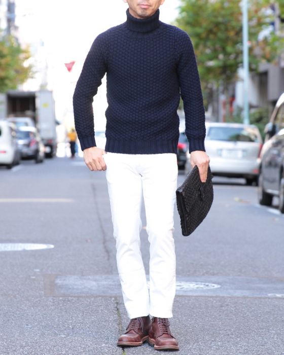 DREW & Co（ドリューアンドコー） ワッフル織りローゲージタートルネックニット