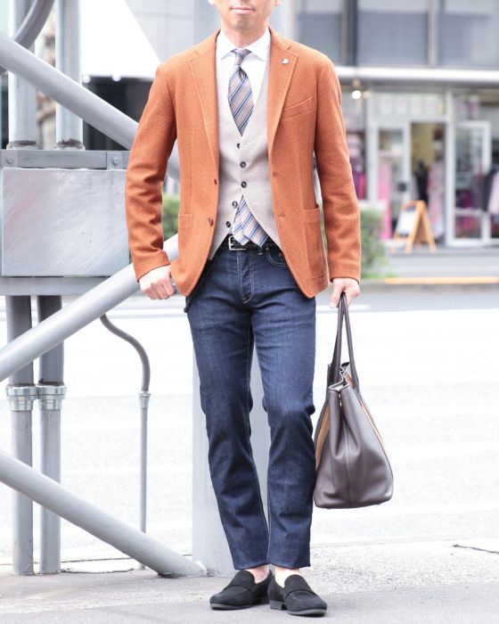 TAGLIATORE（タリアトーレ） ハニカムコットン テラコッタ 2Bシングルジャケット【モンテカルロ】