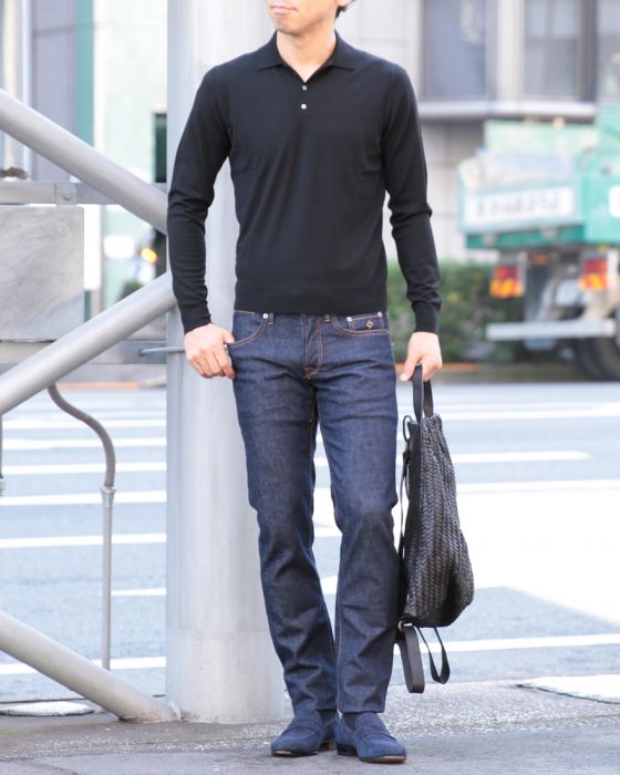 DRUMOHR（ドルモア） メリノウール30G(ゲージ)  ロングスリーブポロ【Drumohr Modern/ドルモア モダン】