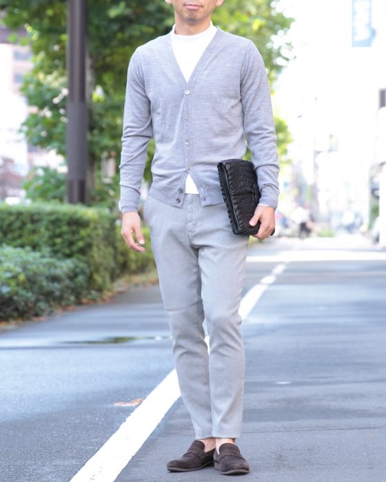 JOHN SMEDLEY（ジョンスメドレー） メリノウール　Vネックカーディガン【A3833-JAPAN FITモデル】