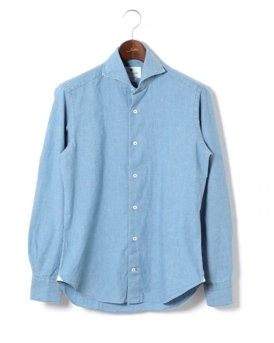カッタウェイカラー 製品洗い シャンブレーシャツ【Slim Fit】
