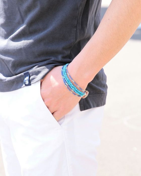 ラピスラズリ×ターコイズ×シルバー6連ブレスレット【lapislazuli×turquoise×silver】