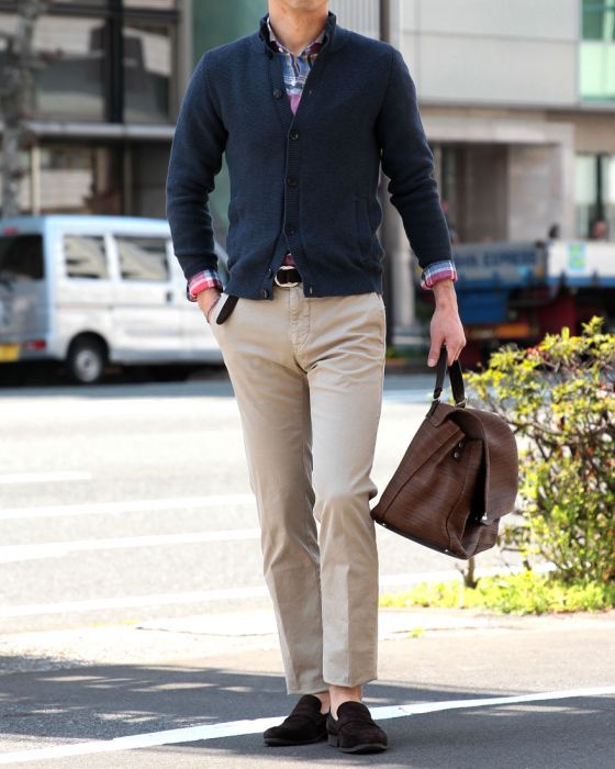 ZANONE（ザノーネ） インディゴ同色メランジ　スタンドカラーボタンカーディガン【KYOTO/CHIOTO】