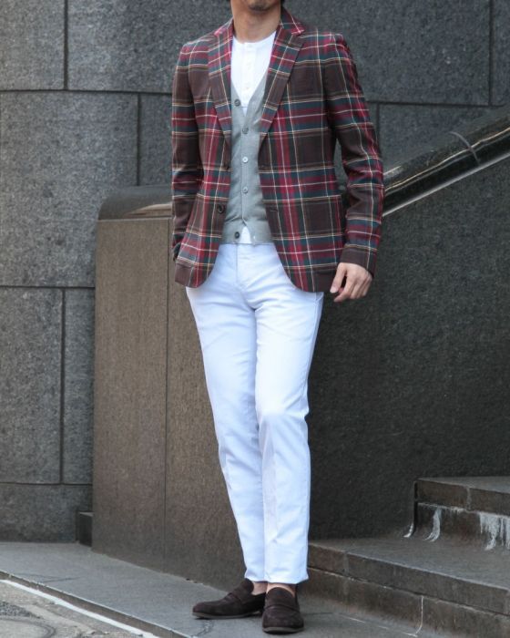 ROYALROW（ロイヤルロウ） ストール地チェック2Bパッチポケットジャケット【CANNES】