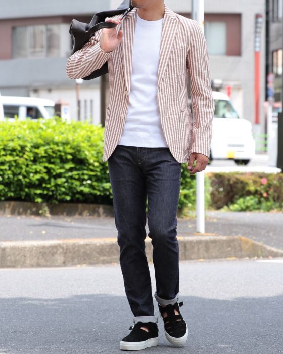 ROYALROW（ロイヤルロウ） コットンストライプ 2Bシングルジャケット【YORK】