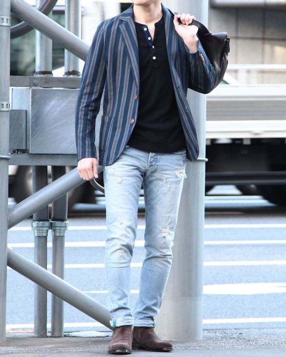 CIRCOLO（チルコロ） ストライプコットンジャージージャケット