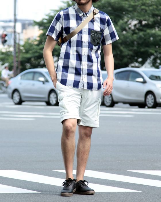 ブロックチェックバイヤス半袖Tシャツ