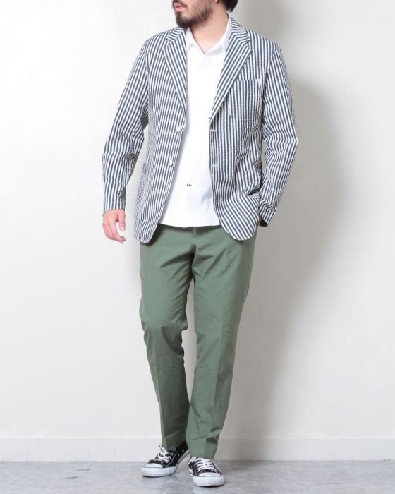 Kaptain Sunshine Field Wrap Jacket / Single - Finx Cotton x Silk Seersucker KS7SJK11: Indigo / Ivory Kaptain Sunshine Field Wrap Jacket / Single - Finx Cotton x Silk Seersucker KS7SJK11: Indigo / Ivory