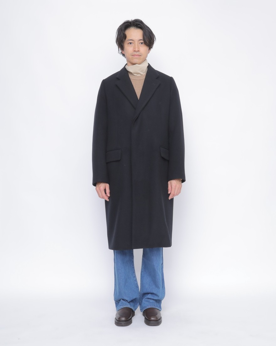 super fine wool melton ロングコート - ステンカラーコート