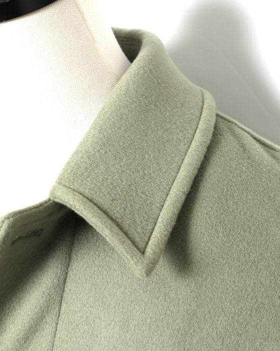 Auralee Beaver Melton Soutien Collar Coat A8AC02BM: Khaki Auralee Beaver Melton Soutien Collar Coat A8AC02BM: Khaki