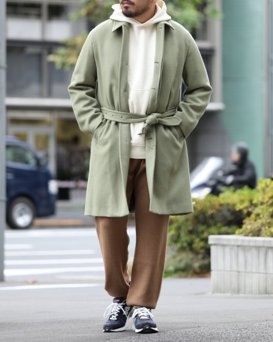 Auralee Beaver Melton Soutien Collar Coat A8AC02BM: Khaki Auralee Beaver Melton Soutien Collar Coat A8AC02BM: Khaki