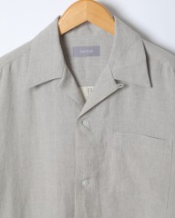 ENCENS(エンソン)ピンチェックリネンオープンカラー半袖シャツ