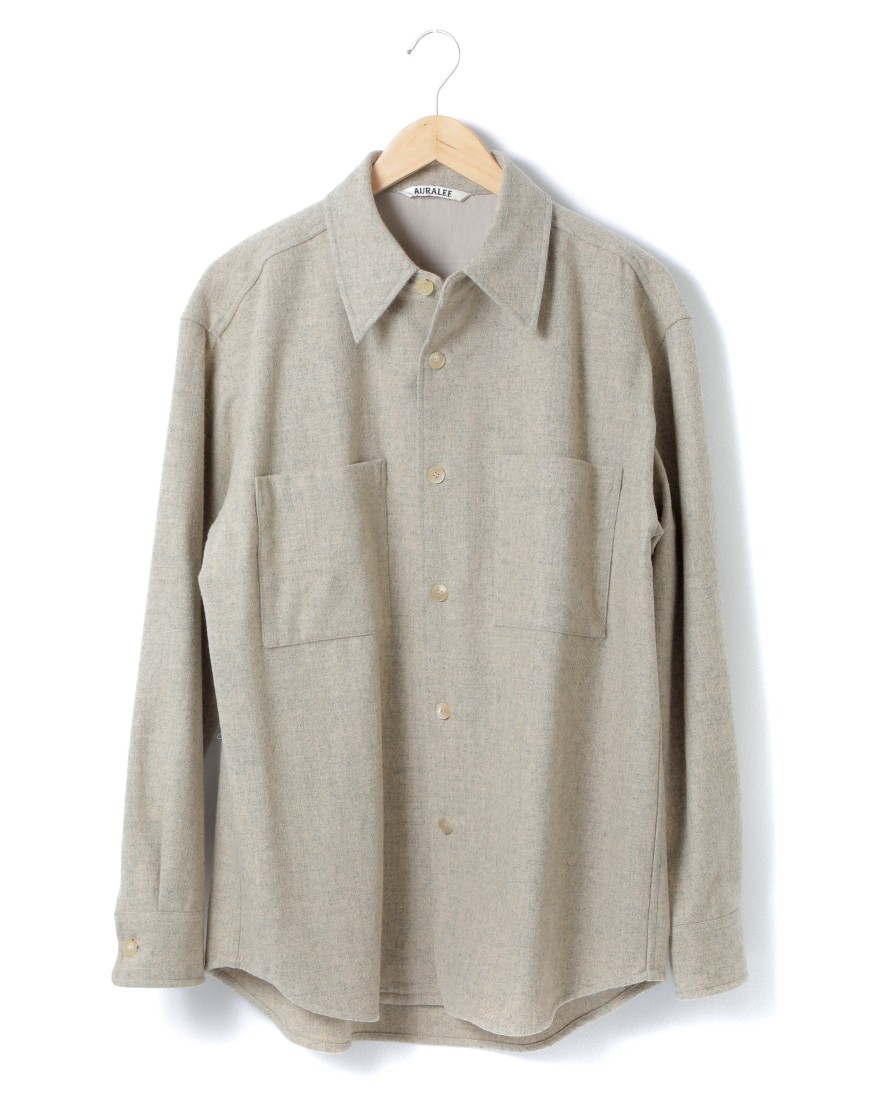 オーラリーSUPER MILLED SHETLAND WOOL SHIRTS 4 smcint.com