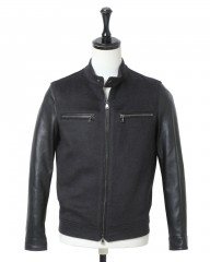 EMMETI(エンメティ)異素材コンビ シングルライダースジャケット【M.K.RACING 2】