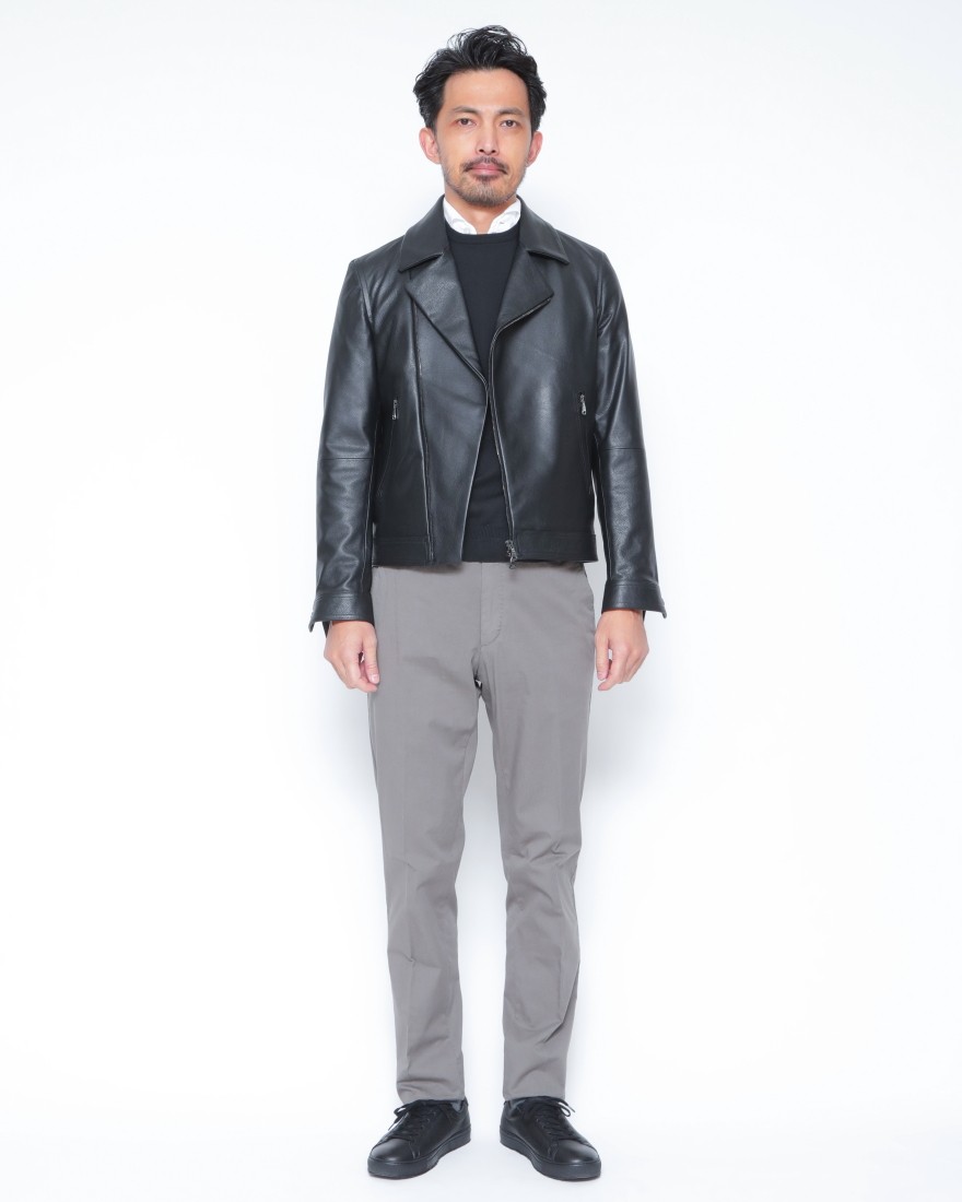 EMMETIカーフレザー ダブルライダースジャケット【GABRIELE 2/ガブリエッレ】01l