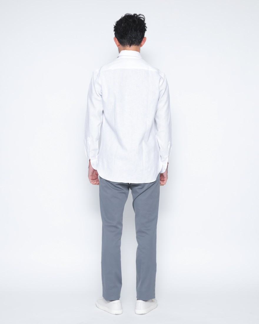 BARBAホワイト リネン ワイドカラーシャツ【New Bruno/ DANDYLIFE】18l
