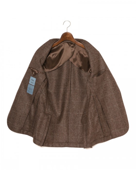 BARBAウールブラウンチェック シングルジャケット【BACTIVE/ビーアクティブ】 12l