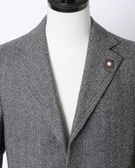 LARDINI(ラルディーニ)ウール5者混 ヘリンボーンバックシャン付きチェスターコート